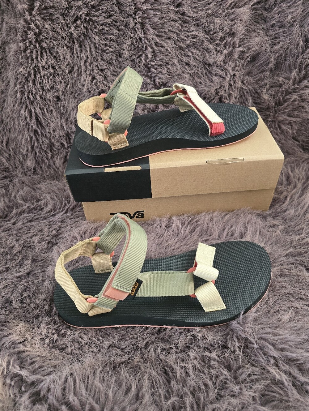 Teva Women's Multicolor Adjustable Strap Sandals - Green/Beige/Pink